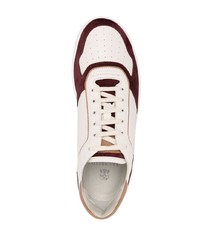 hellbeige Leder niedrige Sneakers von Brunello Cucinelli