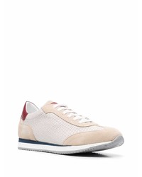 hellbeige Leder niedrige Sneakers von Corneliani