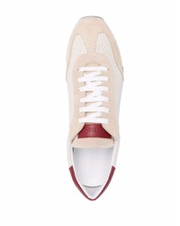 hellbeige Leder niedrige Sneakers von Corneliani