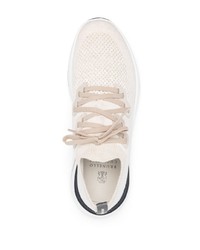 hellbeige Leder niedrige Sneakers von Brunello Cucinelli