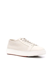 hellbeige Leder niedrige Sneakers von Santoni