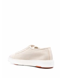 hellbeige Leder niedrige Sneakers von Santoni