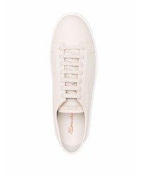 hellbeige Leder niedrige Sneakers von Santoni