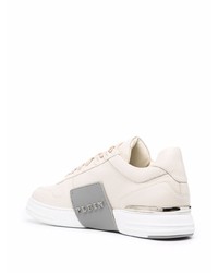 hellbeige Leder niedrige Sneakers von Philipp Plein