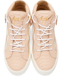 hellbeige Leder niedrige Sneakers von Giuseppe Zanotti