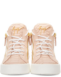 hellbeige Leder niedrige Sneakers von Giuseppe Zanotti