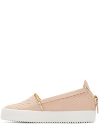 hellbeige Leder niedrige Sneakers von Giuseppe Zanotti