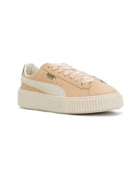 hellbeige Leder niedrige Sneakers von Puma