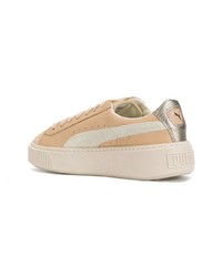 hellbeige Leder niedrige Sneakers von Puma