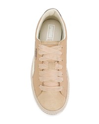 hellbeige Leder niedrige Sneakers von Puma