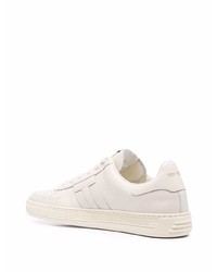 hellbeige Leder niedrige Sneakers von Tom Ford