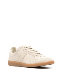 hellbeige Leder niedrige Sneakers von Maison Margiela