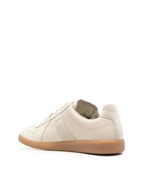 hellbeige Leder niedrige Sneakers von Maison Margiela