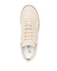 hellbeige Leder niedrige Sneakers von Maison Margiela