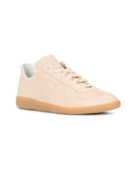 hellbeige Leder niedrige Sneakers von Maison Margiela