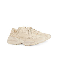 hellbeige Leder niedrige Sneakers von Gucci