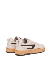 hellbeige Leder niedrige Sneakers von Diesel