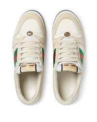 hellbeige Leder niedrige Sneakers von Gucci