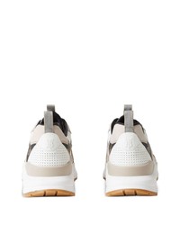 hellbeige Leder niedrige Sneakers von Burberry