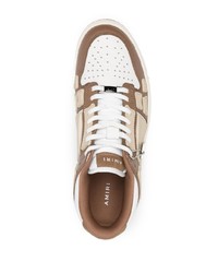 hellbeige Leder niedrige Sneakers von Amiri