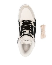 hellbeige Leder niedrige Sneakers von Amiri