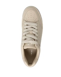 hellbeige Leder niedrige Sneakers von Amiri