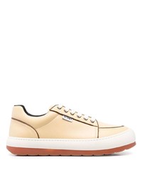 hellbeige Leder niedrige Sneakers von Sunnei