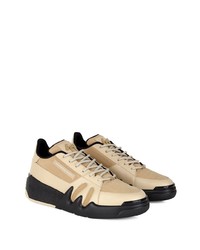 hellbeige Leder niedrige Sneakers von Giuseppe Zanotti