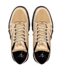 hellbeige Leder niedrige Sneakers von Giuseppe Zanotti