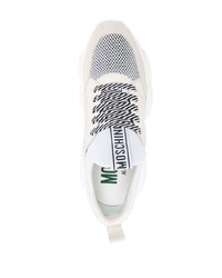 hellbeige Leder niedrige Sneakers von Moschino