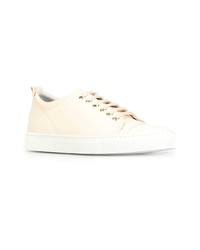 hellbeige Leder niedrige Sneakers von Lanvin