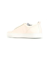 hellbeige Leder niedrige Sneakers von Lanvin