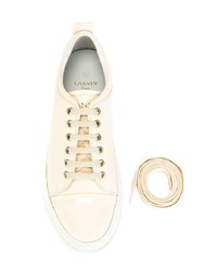 hellbeige Leder niedrige Sneakers von Lanvin