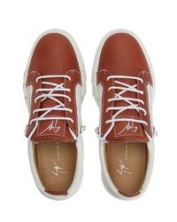 hellbeige Leder niedrige Sneakers von Giuseppe Zanotti