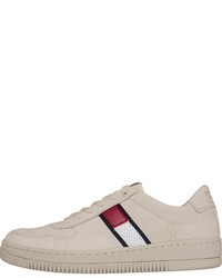 hellbeige Leder niedrige Sneakers von Tommy Jeans