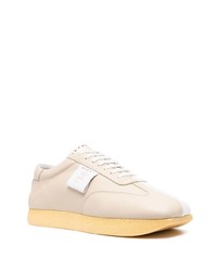 hellbeige Leder niedrige Sneakers von Marni