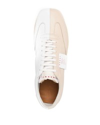 hellbeige Leder niedrige Sneakers von Marni