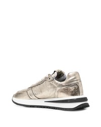 hellbeige Leder niedrige Sneakers von Philippe Model Paris