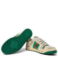 hellbeige Leder niedrige Sneakers von Gucci