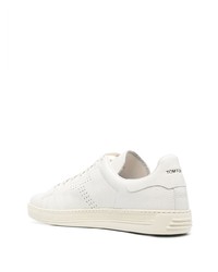 hellbeige Leder niedrige Sneakers von Tom Ford