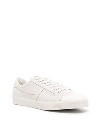 hellbeige Leder niedrige Sneakers von Tom Ford