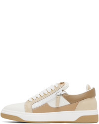 hellbeige Leder niedrige Sneakers von Giuseppe Zanotti