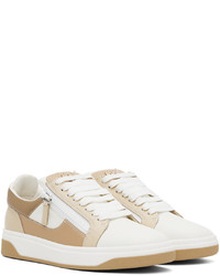 hellbeige Leder niedrige Sneakers von Giuseppe Zanotti