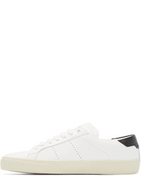 hellbeige Leder niedrige Sneakers von Saint Laurent