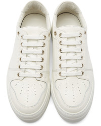 hellbeige Leder niedrige Sneakers von AMI Alexandre Mattiussi