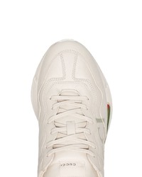 hellbeige Leder niedrige Sneakers von Gucci