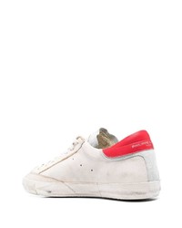 hellbeige Leder niedrige Sneakers von Philippe Model Paris