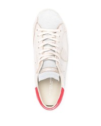 hellbeige Leder niedrige Sneakers von Philippe Model Paris