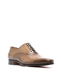 hellbeige Leder Oxford Schuhe von Santoni