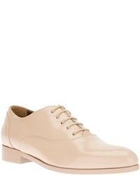hellbeige Leder Oxford Schuhe von Lanvin